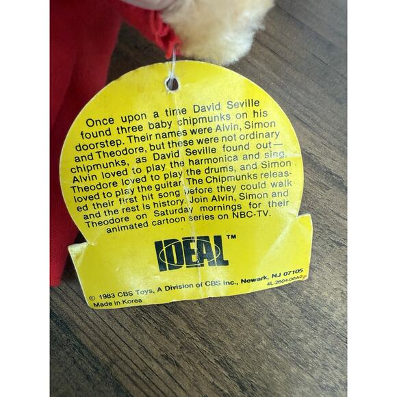 Vintage 12" Alvin Chipmunk Plush with Tags - Picture 4 of 8